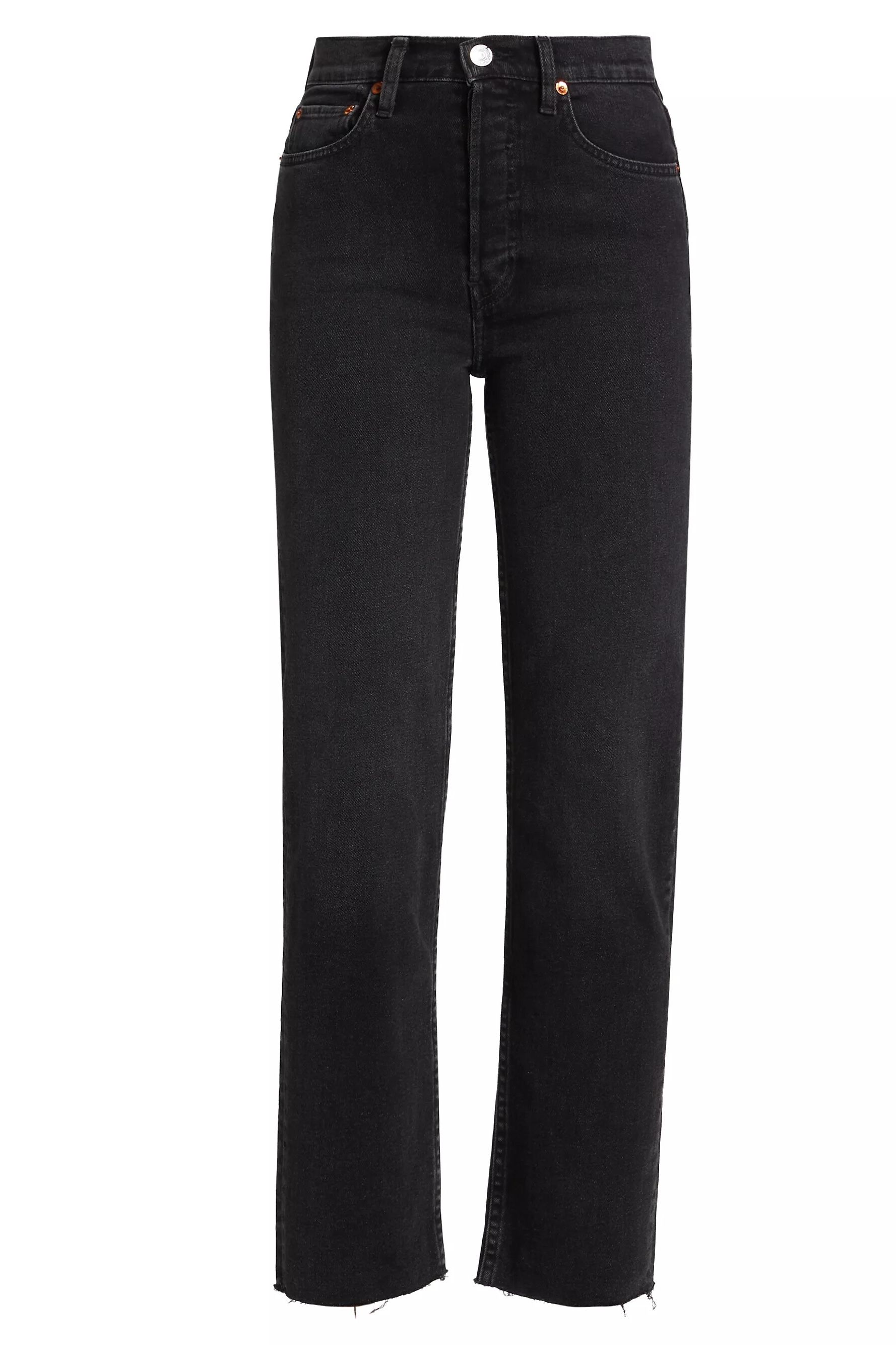 70s Stove Pipe High-Rise Stretch Crop Jeans