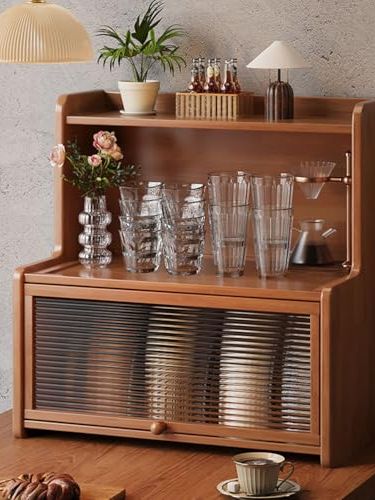 Yinghesheng Coffee Station Organizer, Kitchen Counter Storage, Coffee Bar Accessories Tea Station, Mug Holder Small Sideboard, Jars &amp; Accessories,35x19x45cm