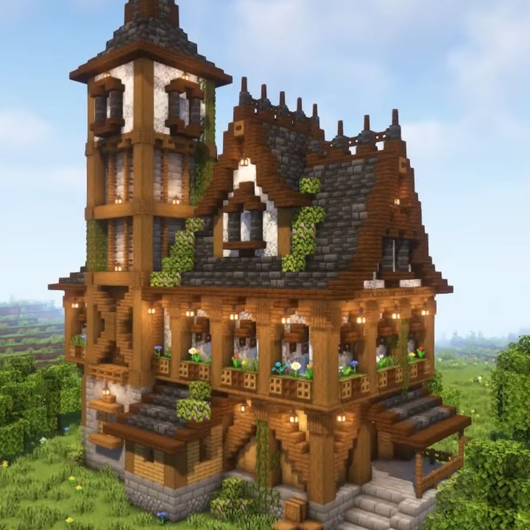 Minecraft How To Build A Large Mansion Minecraft Brick Cottage