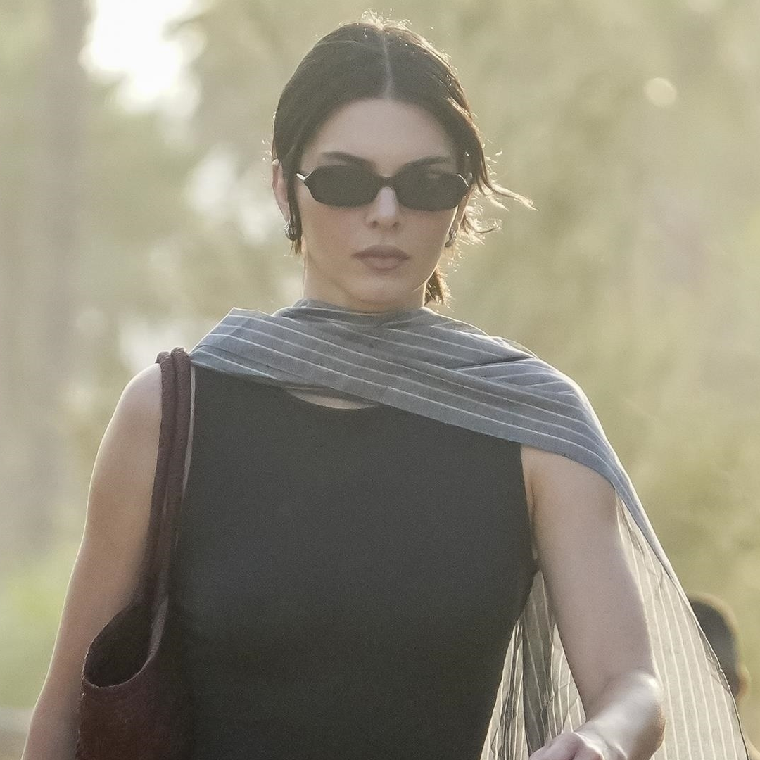 kendall jenner black dress red scarf Kendall Jenner Cheistmaa Black Dress