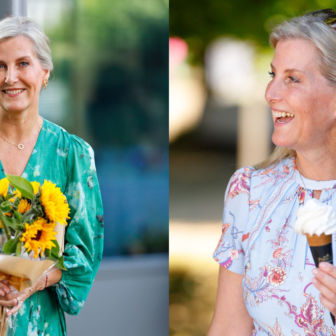 duchess sophie wows in summery blue dress and espadrille wedges Sample Dusty Blue Bardot Crepe Dress
