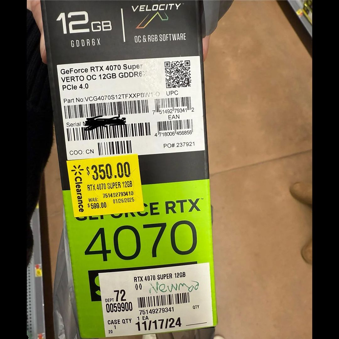 Lucky buyer snags a RTX 4070 Super for $350 in Walmart clearance