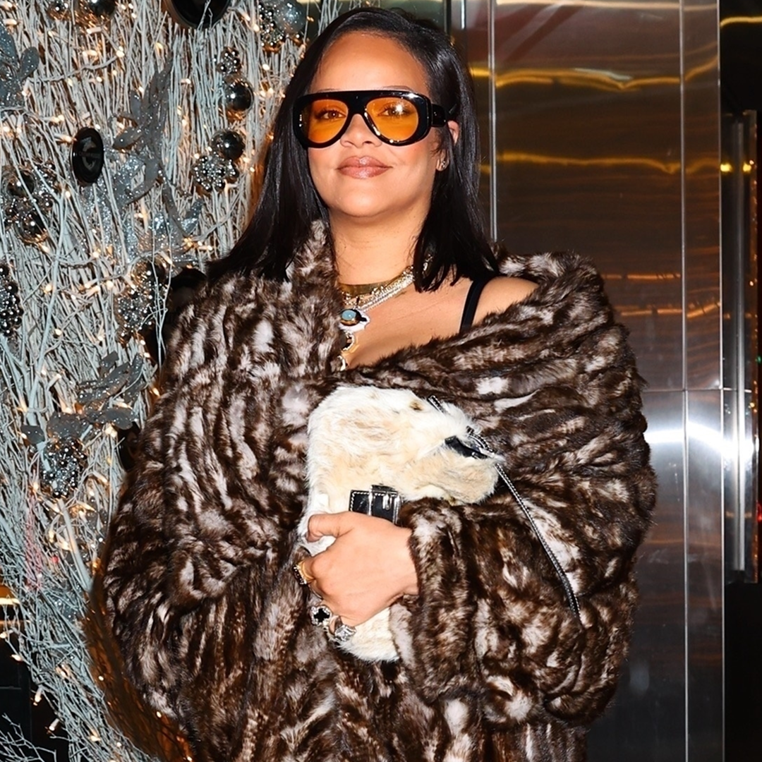Rihanna's Rare Fendi Baguette Gives Her Fur Shawl a Rich-Mom