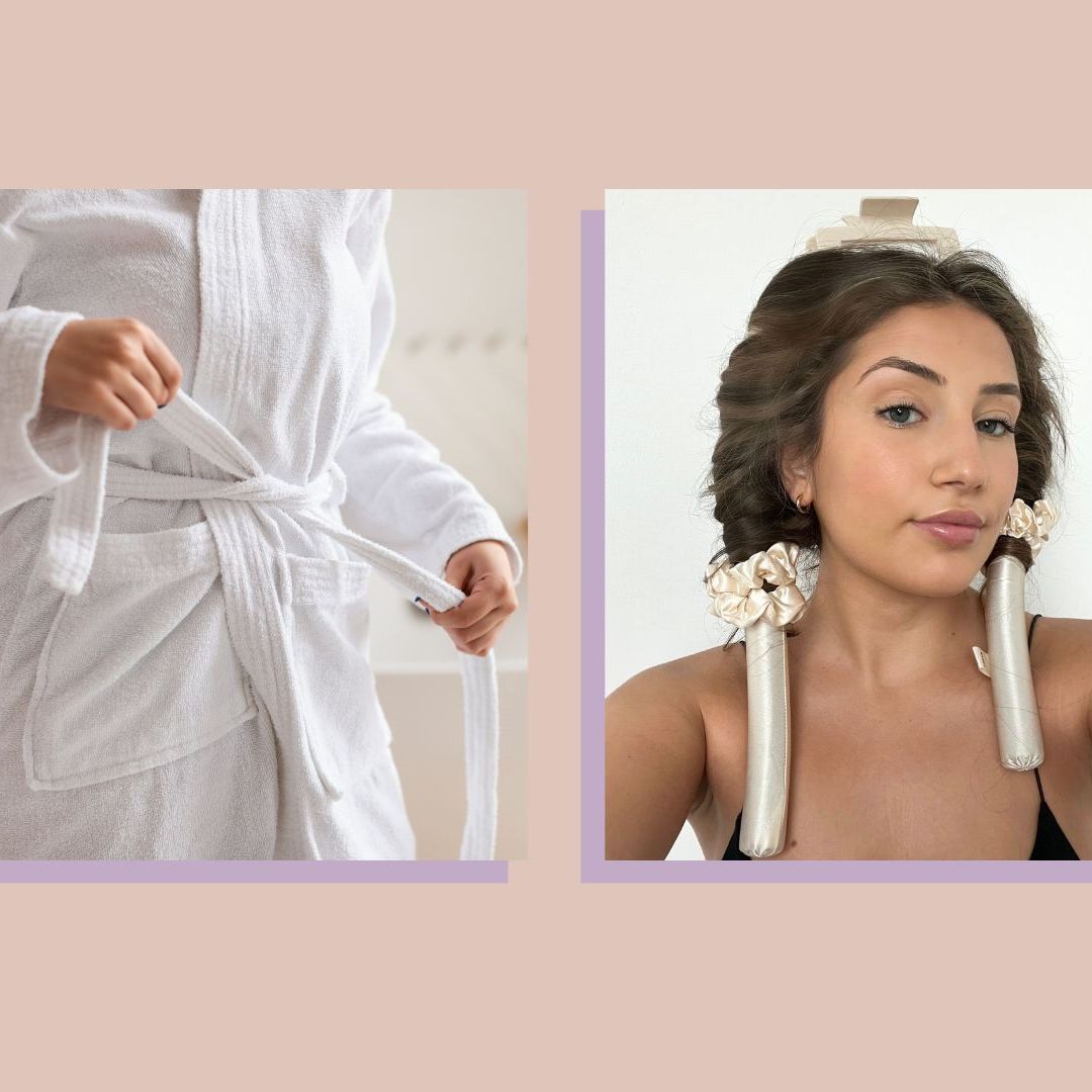 dressing gown curls short hair HEATLESS ROBE CURLS ON SHORT HAIR