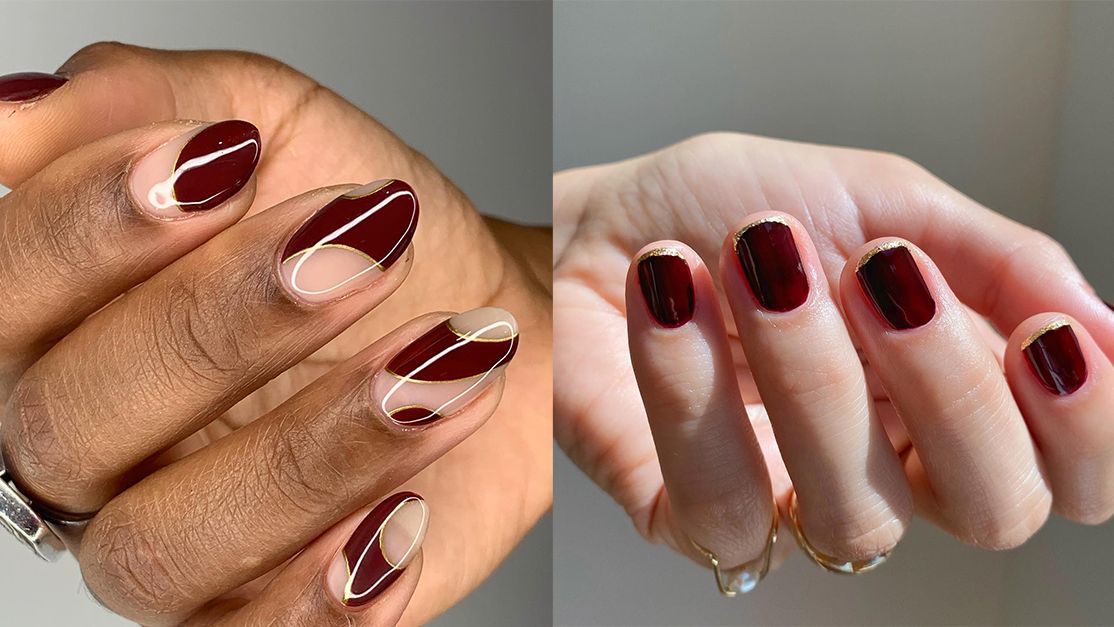 10 Burgundy and Gold Nail Designs To Try For Your Next Manicure | Who What  Wear