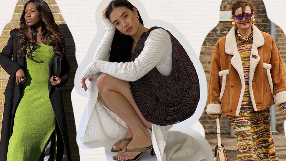 slim fit dress slacks Mixed Media Fit and Flare Sweater Dress – English Factory main image 0