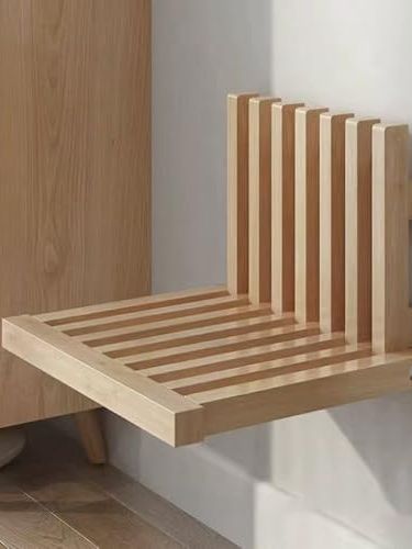 Chzimade Wall Mounted Folding Chair Soild Wood Shoe Changing Stool Folding Entryway Seat Shower Chair Bench