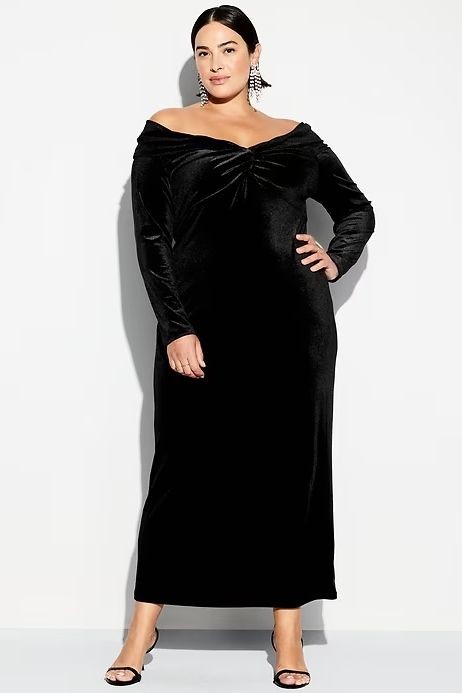 The Occasion by Old Navy Velvet Off-Shoulder Maxi Dress