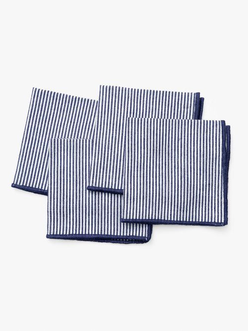 Navy Striped Cocktail Napkins, Set of 4 