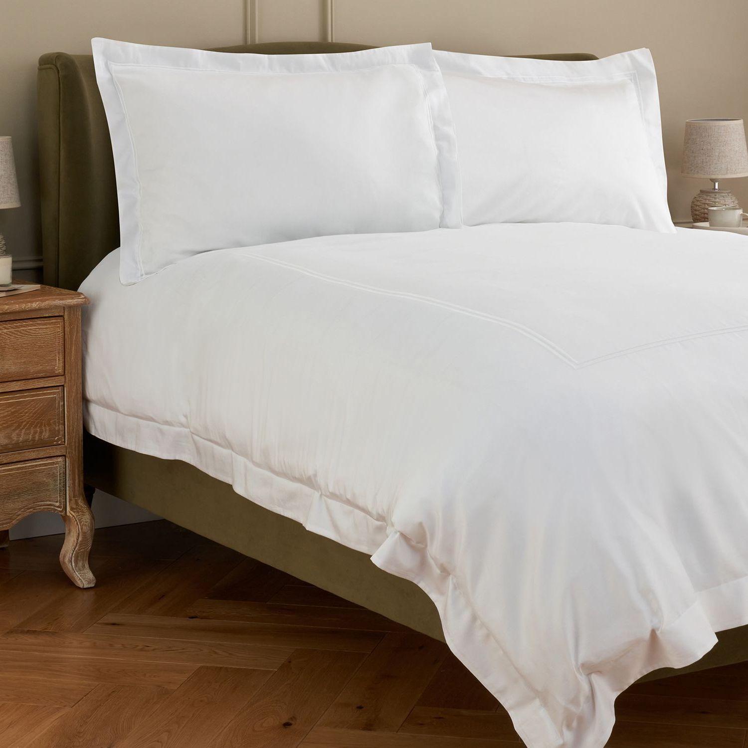 Langham Double Row Cord Bed Linen Set - White