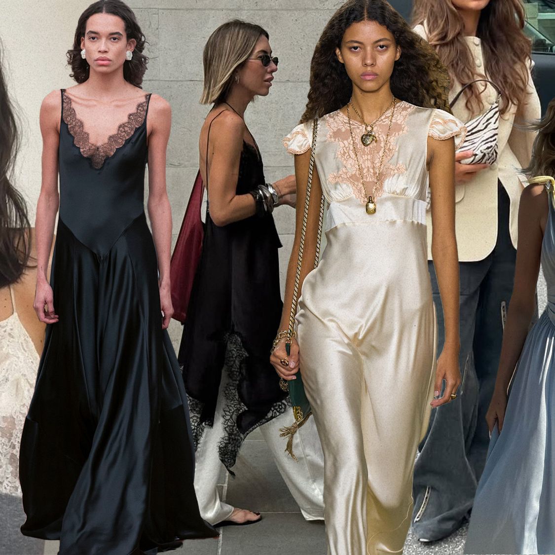 lace up dress trend Skip Jeans and Pants—Fall's Lace-Trim Dresses Are Prettier