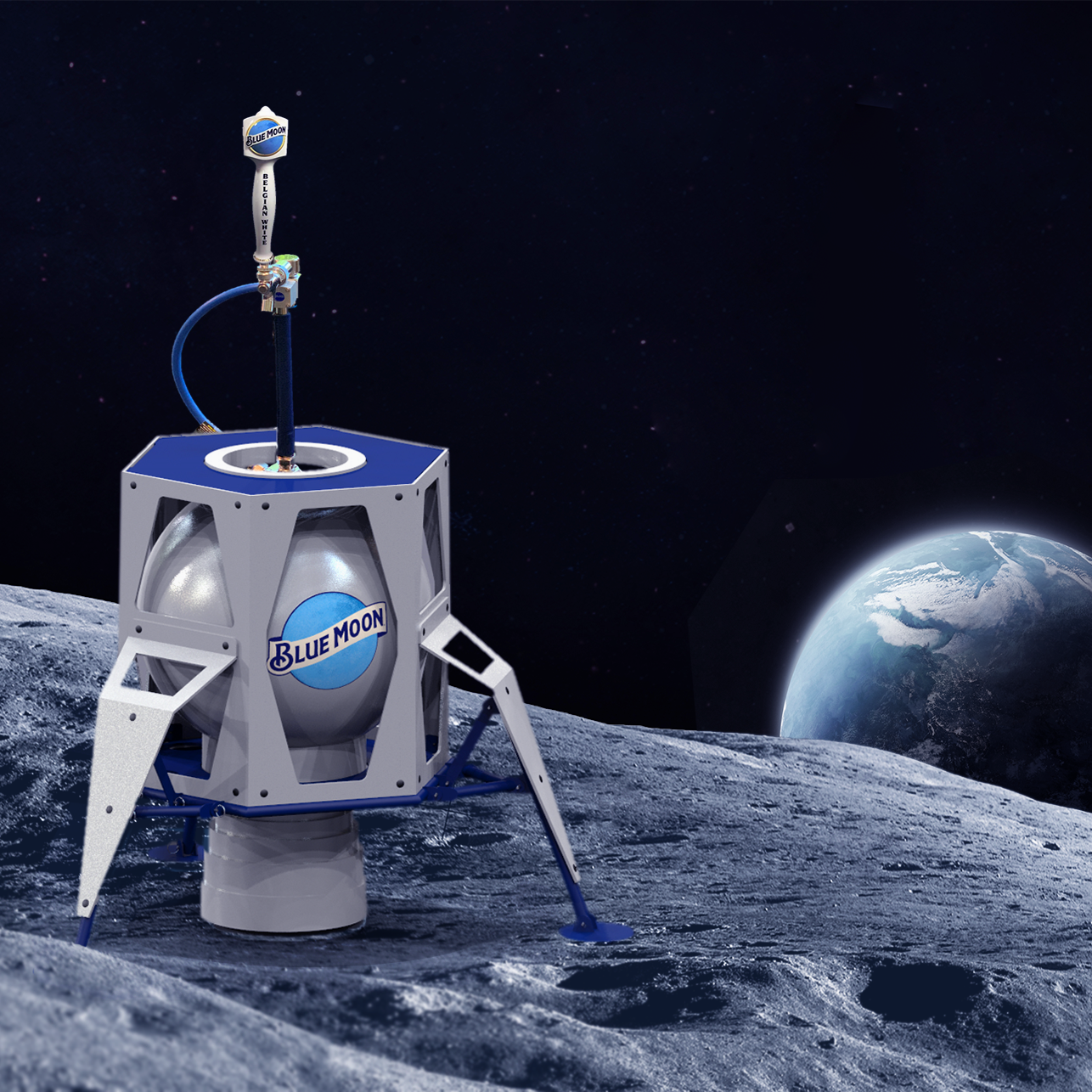 Blue Moon, Meet Blue Moon Beer: Moon-Lander-Themed Kegs to