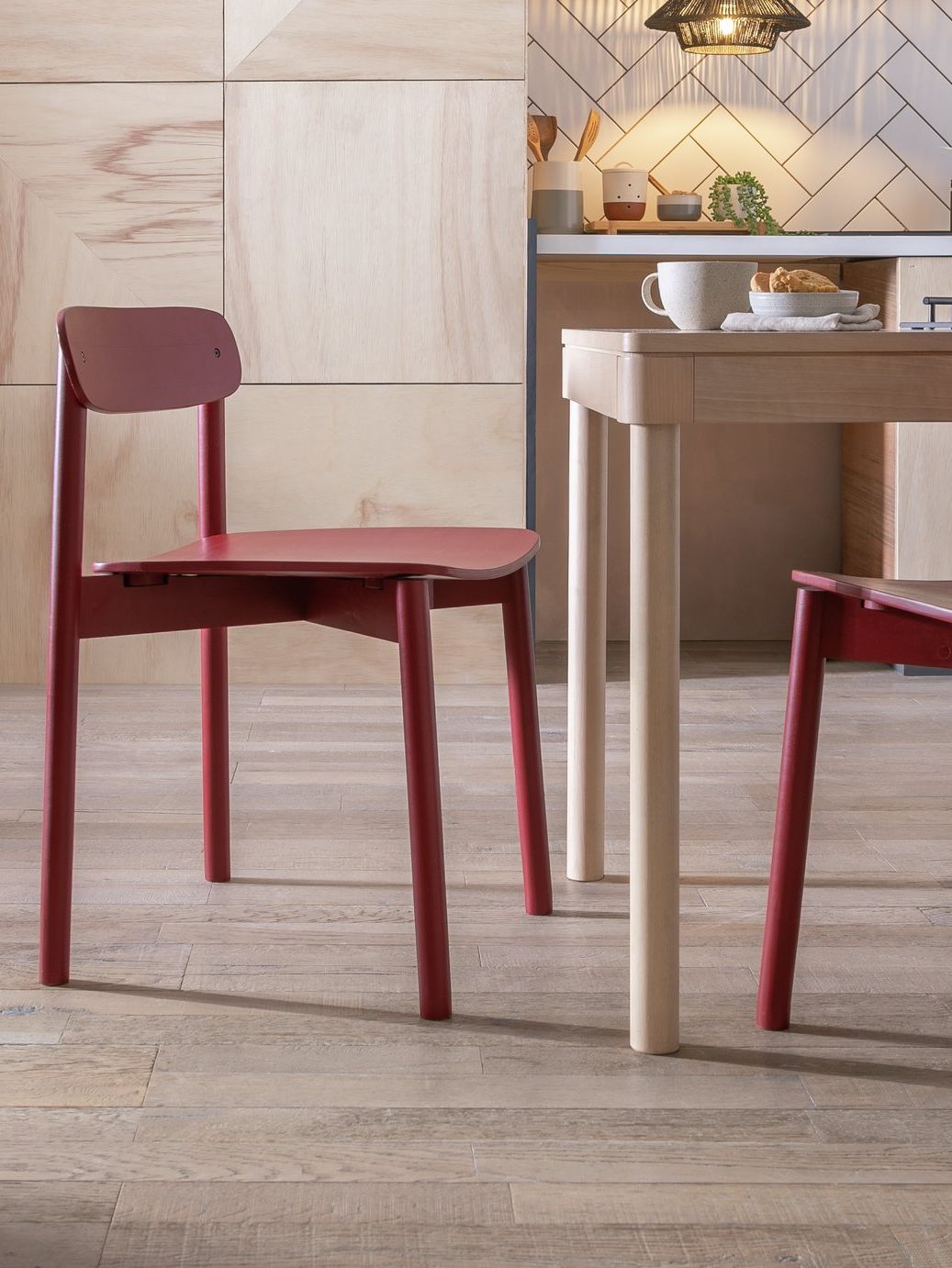Habitat Nina Solid Birch Dining Chair - Red