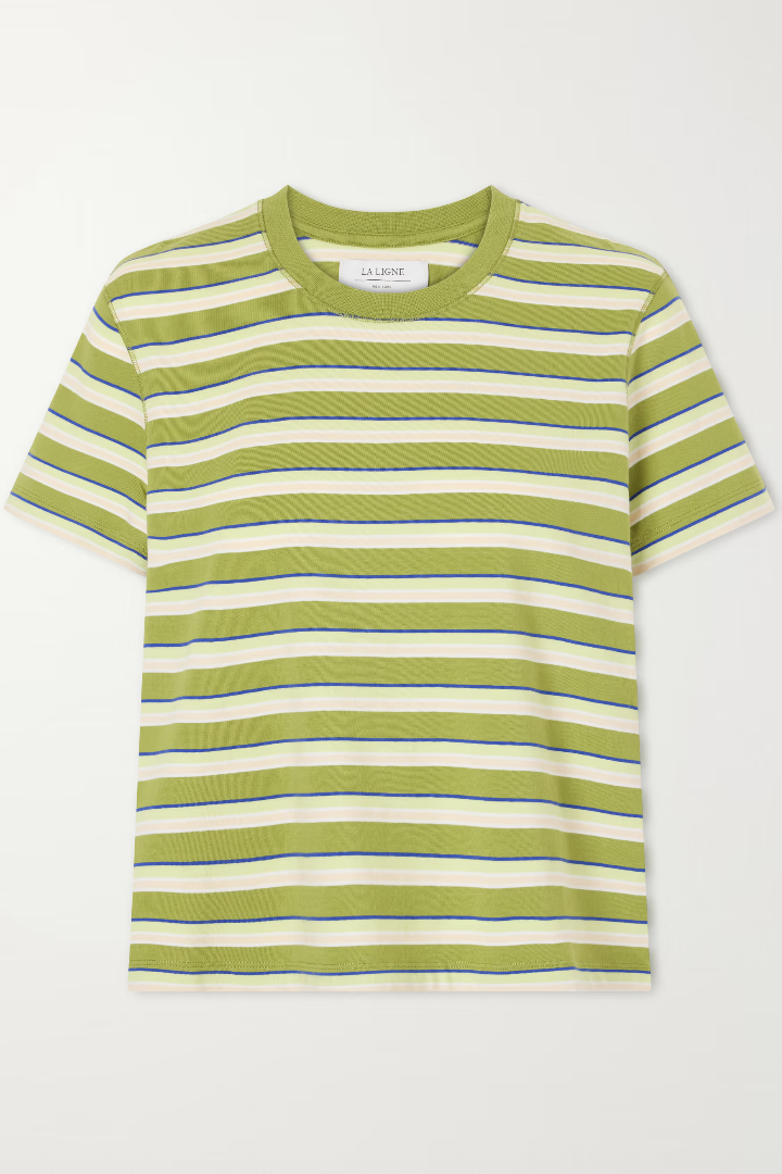 LA LIGNE, Mol Cropped Striped Cotton T-Shirt