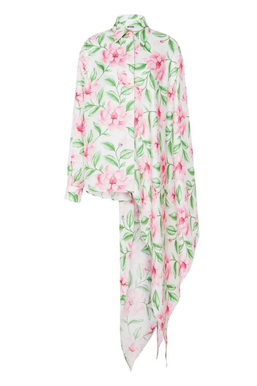 Moschino floral-print asymmetric silk shirt