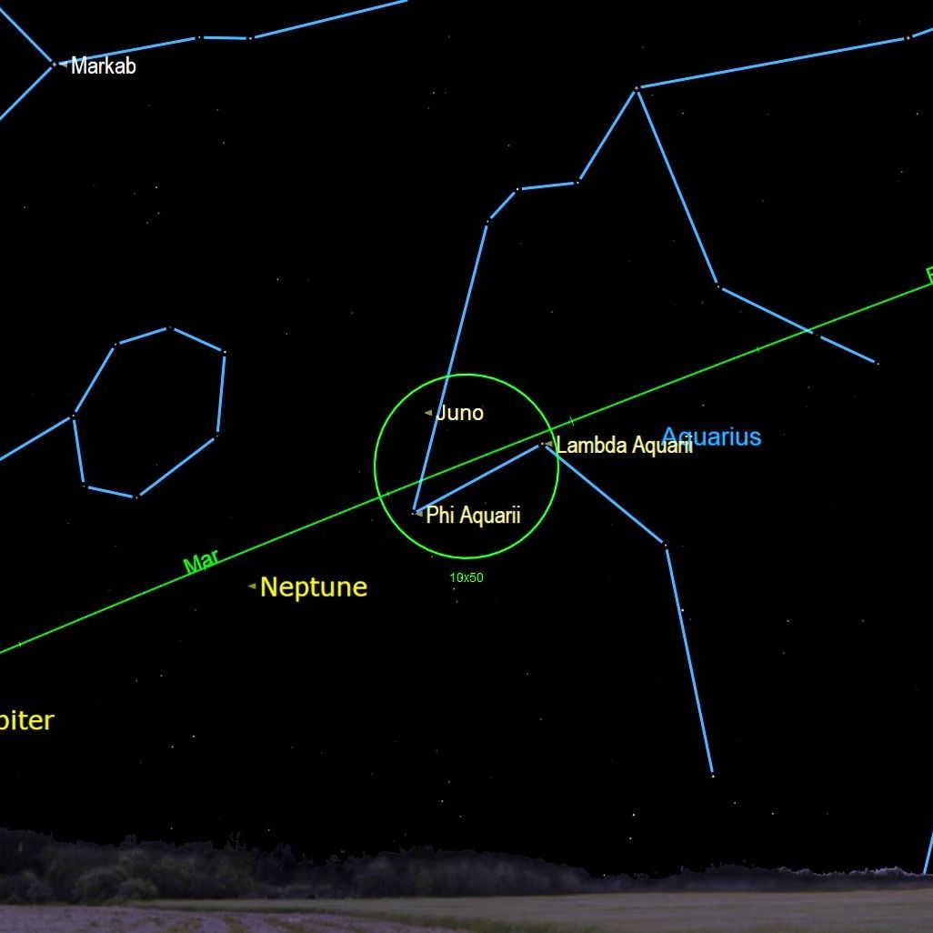 Massive asteroid 3 Juno shines in opposition on Wednesday