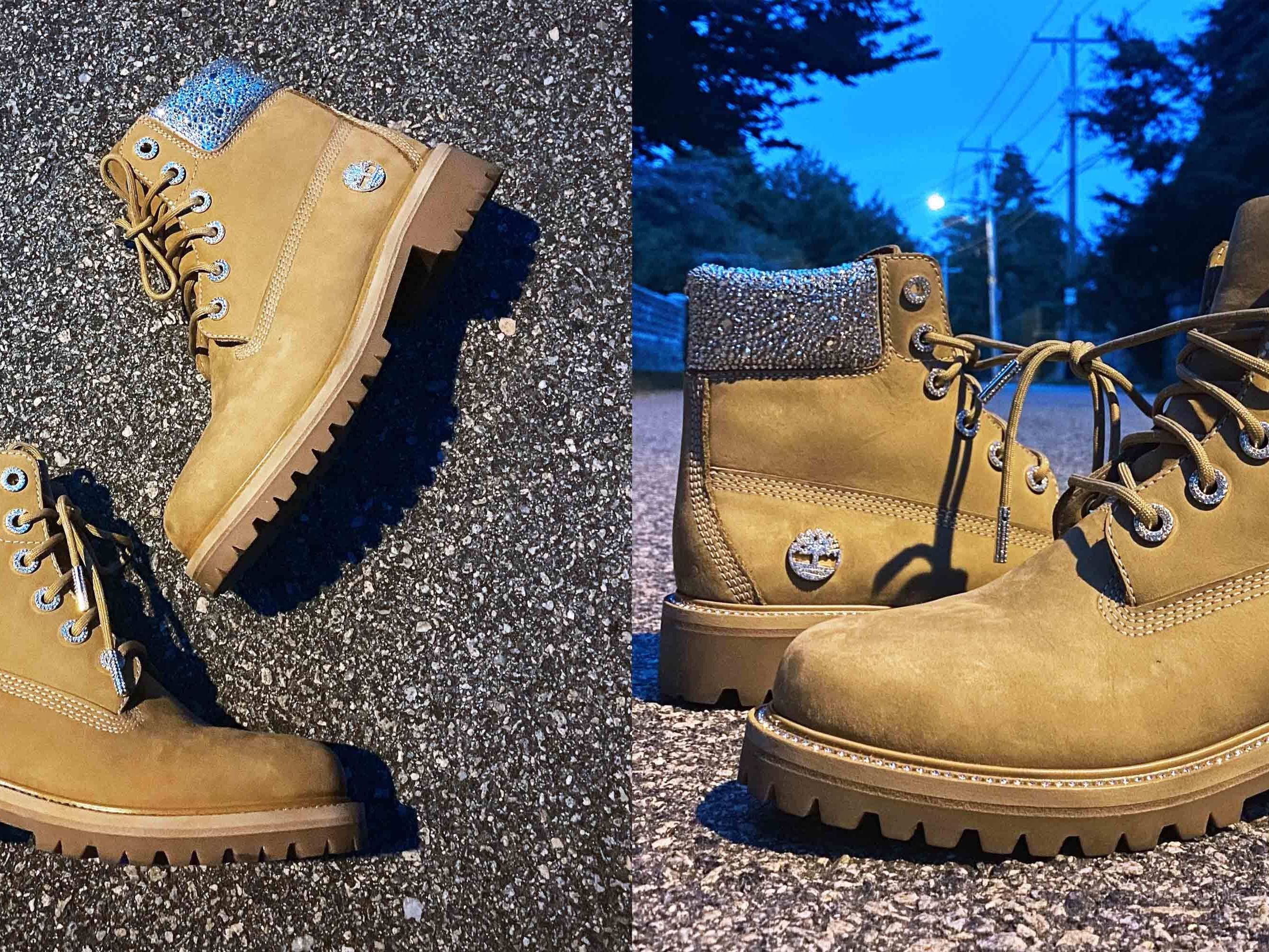 【JIMMY CHOO】限定モデル Gold Timberland アンクルブーツ ジミーチュウ x Timberland：限定コラボ