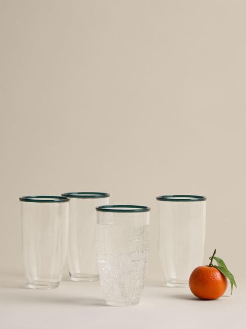 Set of 4 Contrast Rim Acrylic Picnic Hi Balls