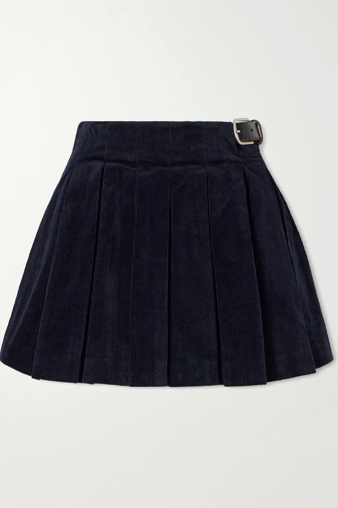 SEA, Garrett Pleated Stretch-Cotton Corduroy Mini Skirt