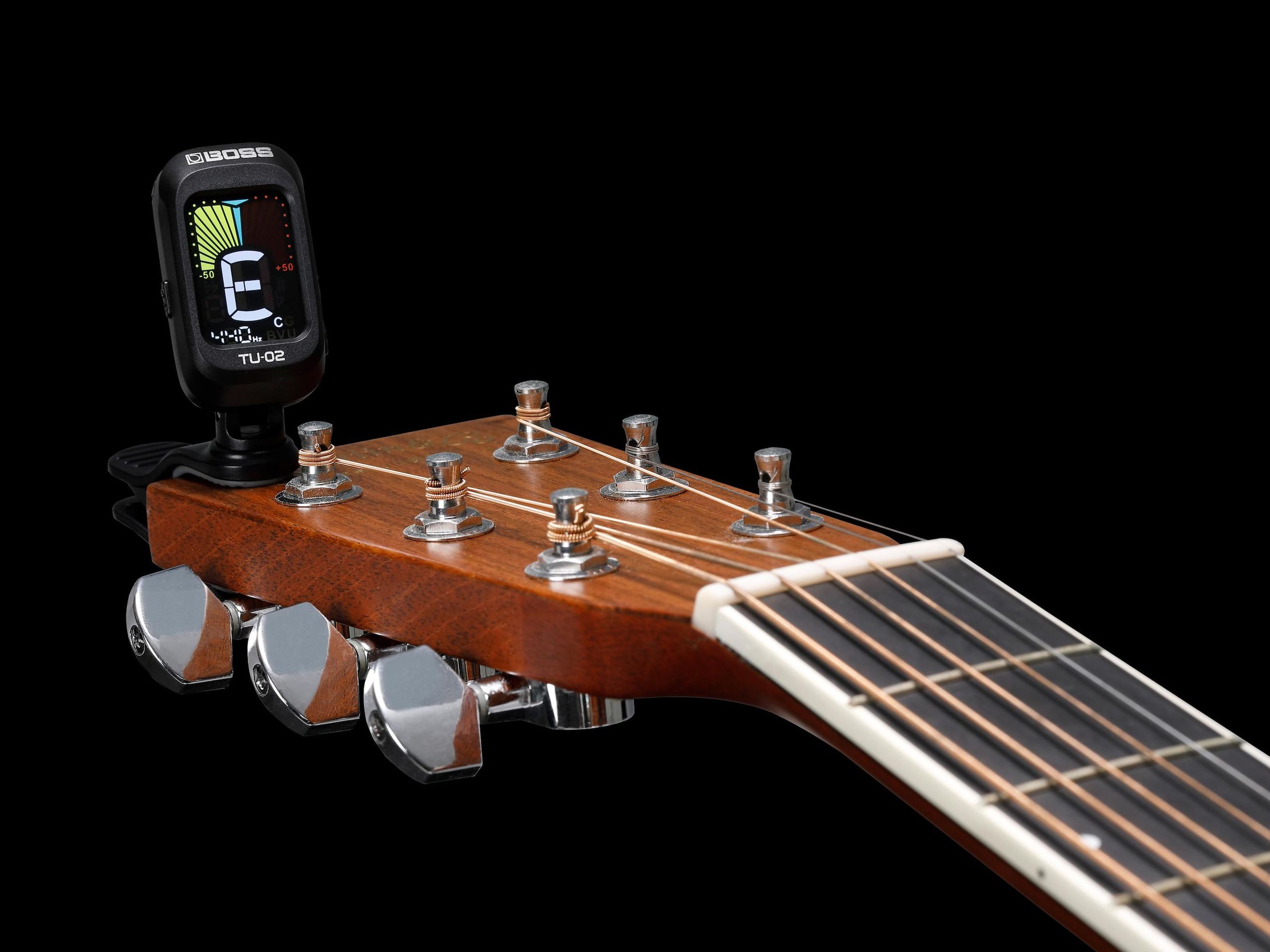 Boss brings the TU-02 guitar tuner to your guitar headstock