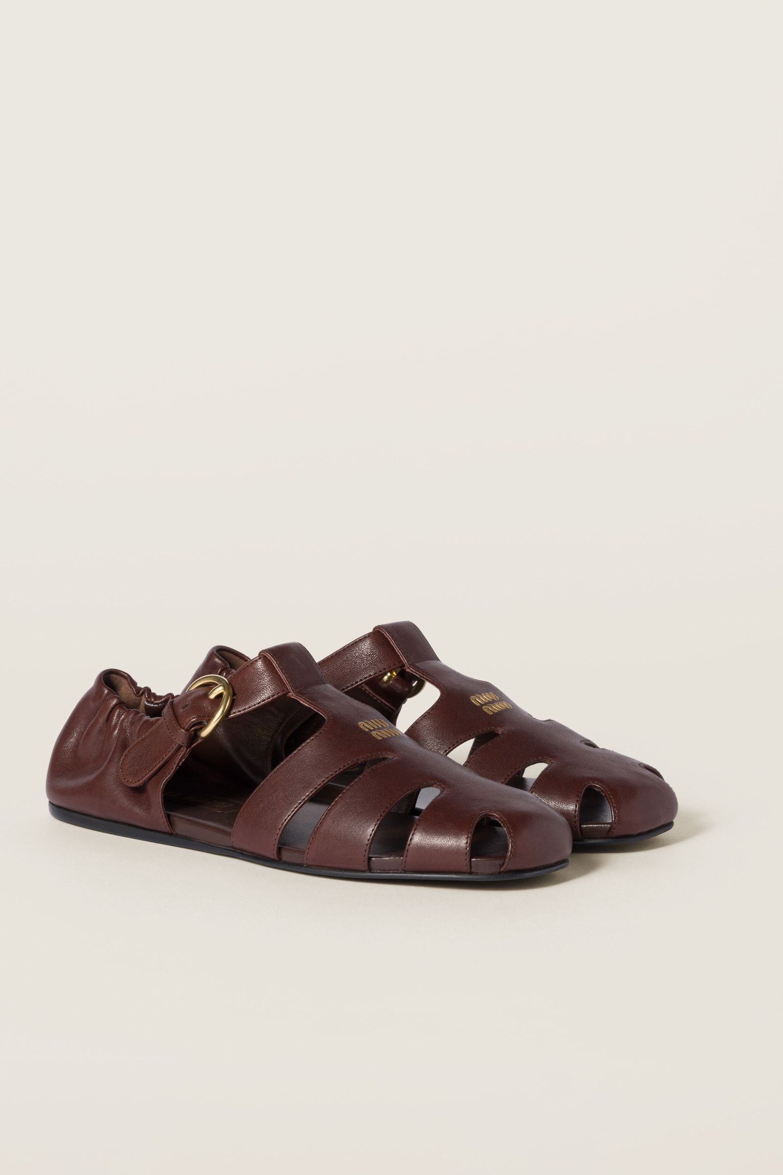 Ruches Nappa Leather Fisherman&#039;s Sandals