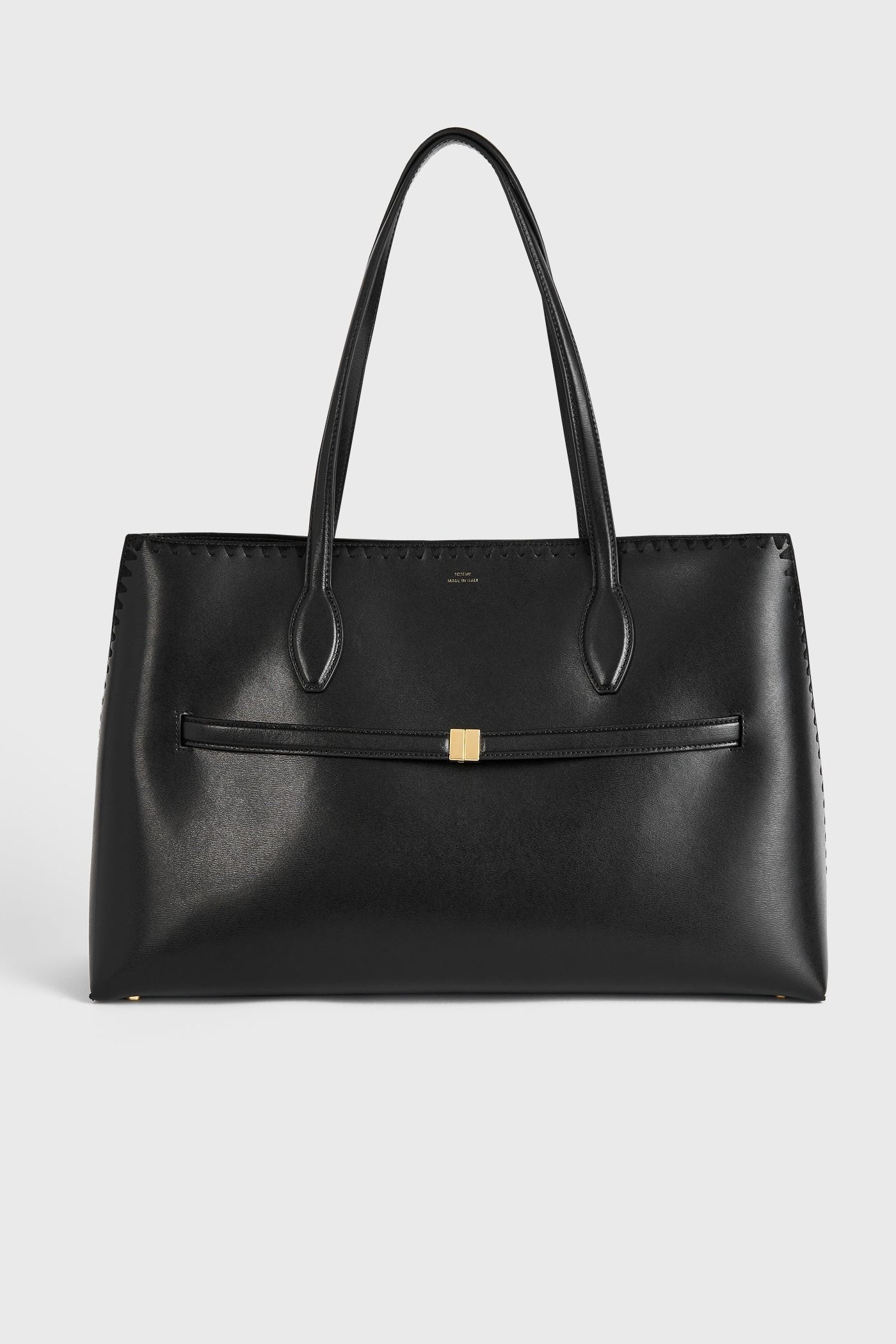 Embroidered Leather Lounge Tote Black
