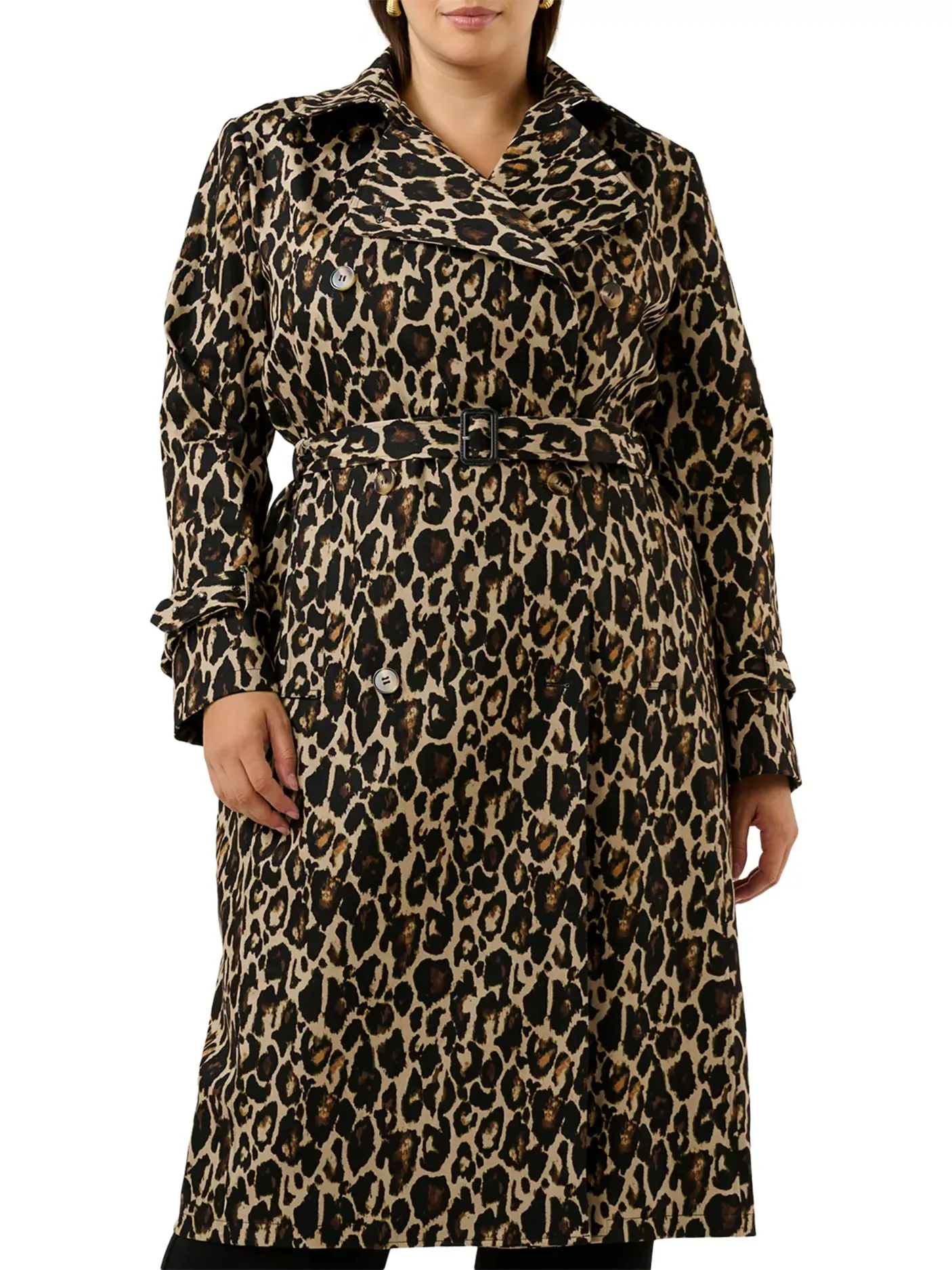 Shari Leopard Print Trench Coat