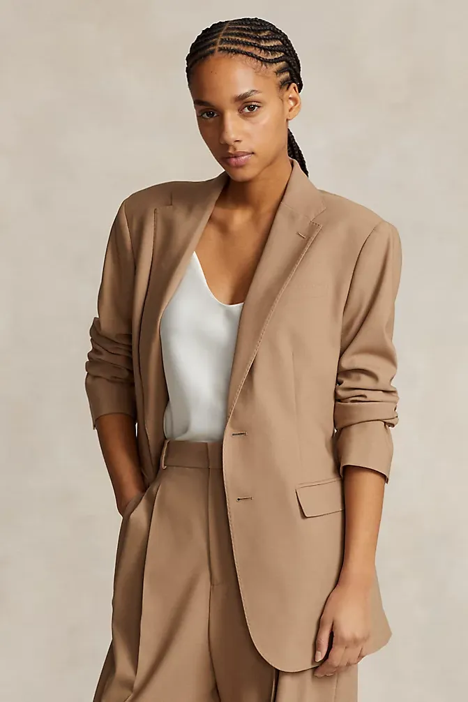 Single Breasted Stretch Wool Blazer