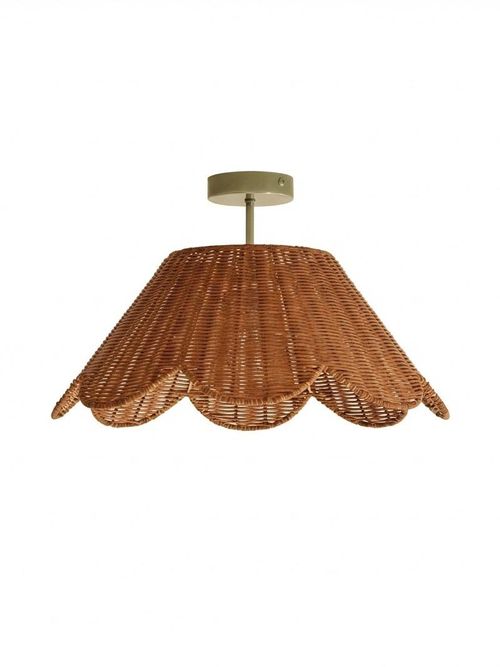 Rattan Scallop Flush Ceiling Light