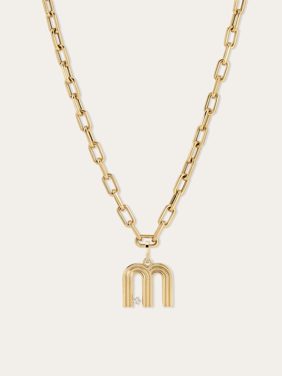 5.3mm Groovy Italian Chain Initial Necklace