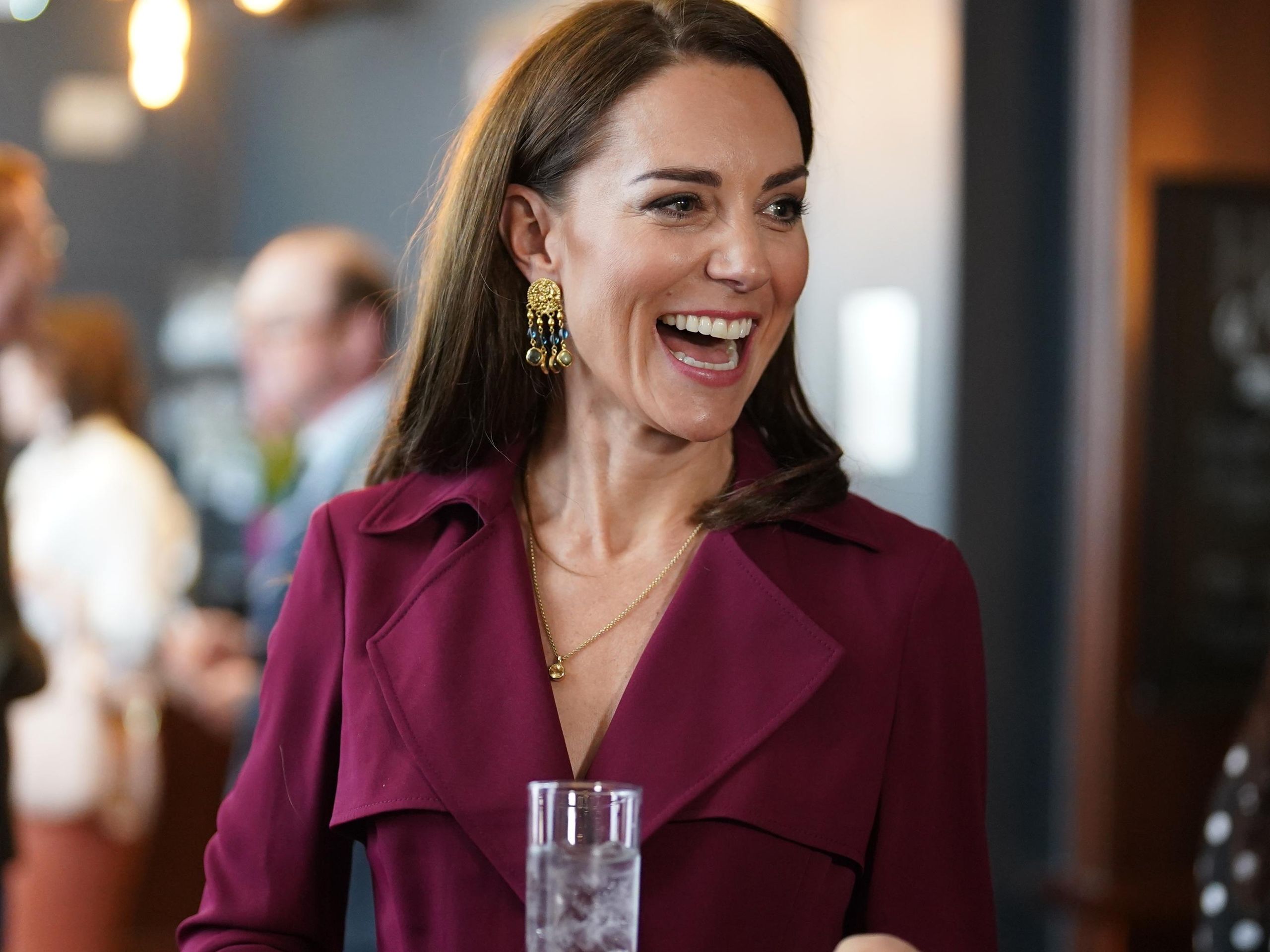 Princess Catherine's $130 brass earrings with ocean blue stones are a  statement | Woman & Home