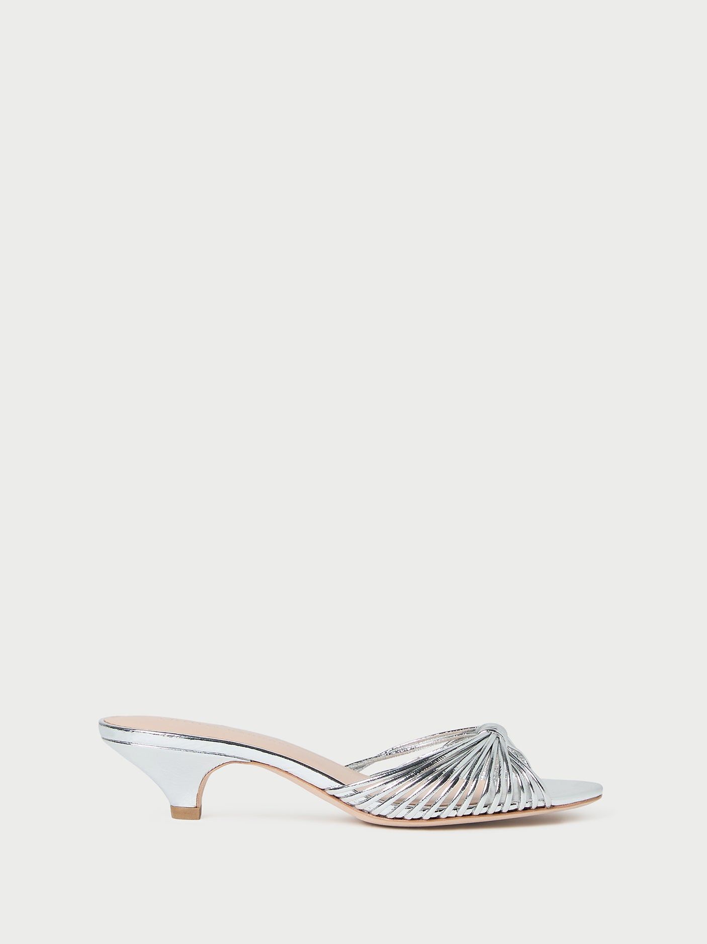 Dixie Silver Leather Kitten Heel - Silver / 5