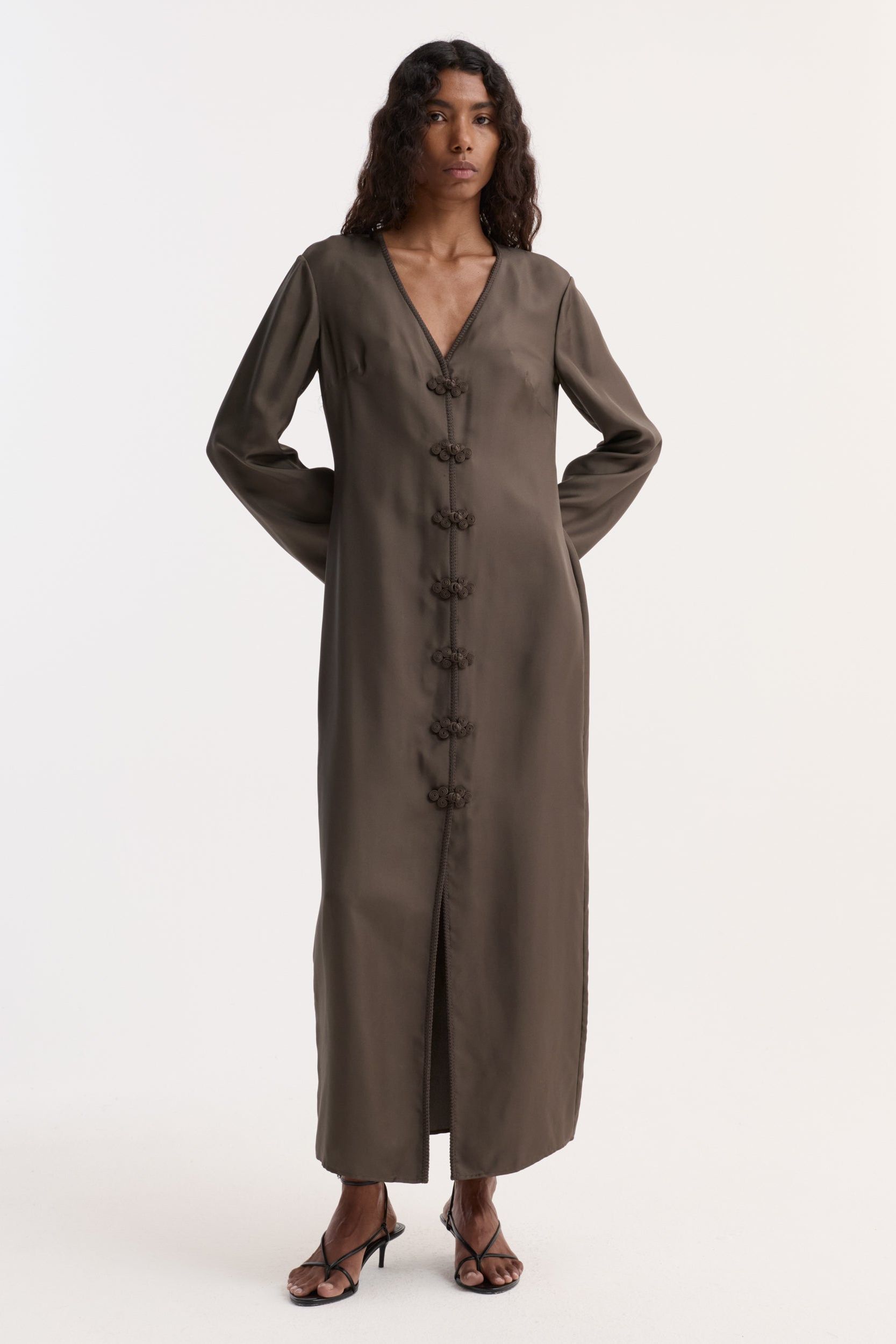 Pankou Closure Silk Dress | Earth
