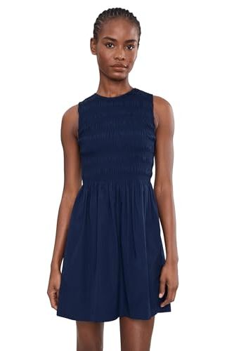 Madewell Womens Selena Smocked Mini - Midweight Poplin Midnight Navy Xl (women's 14-16) One Size