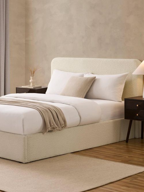 Ascot Boucl&eacute; Ottoman Storage Bed - Off White