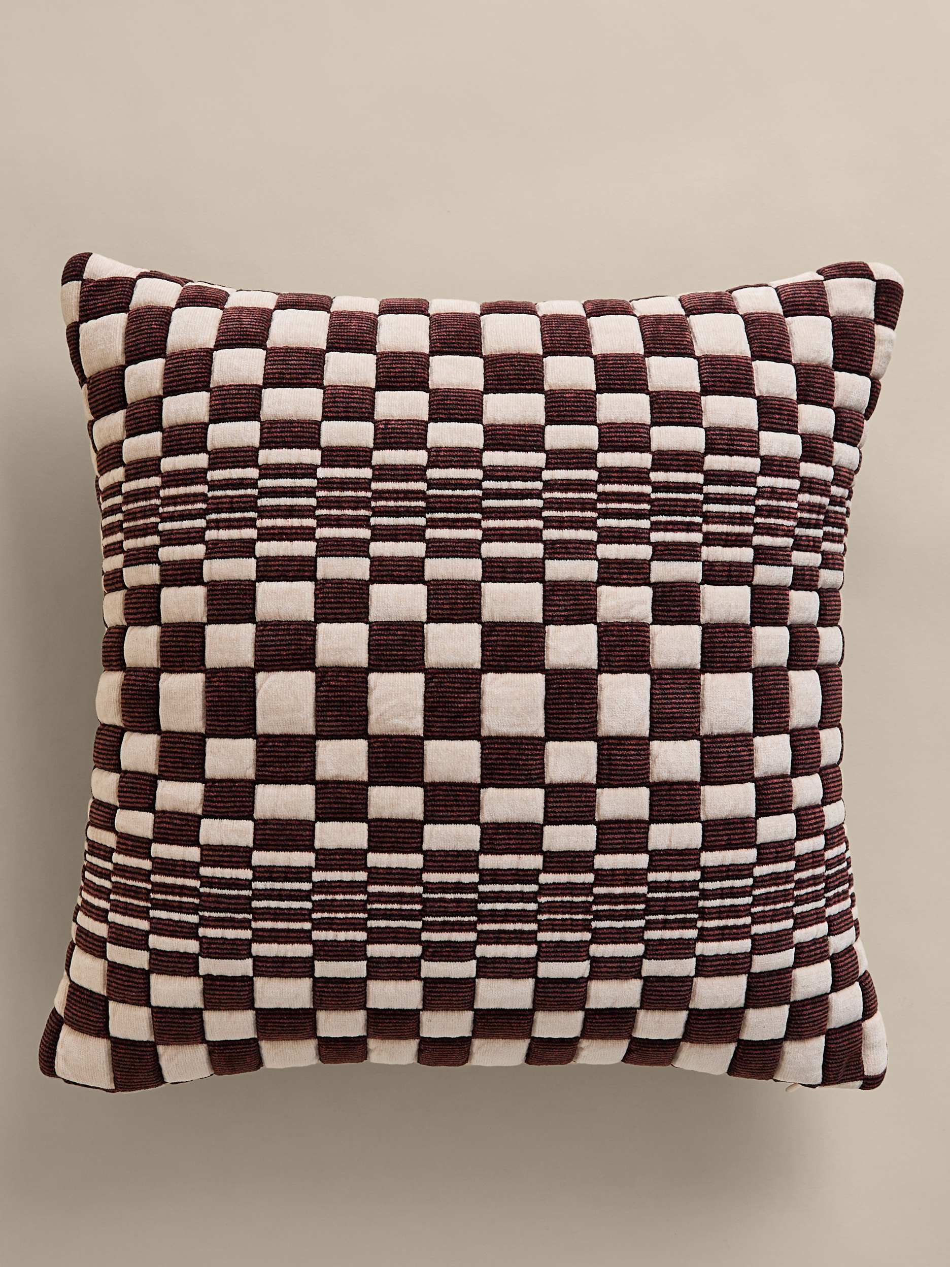 Chenille Checked Quilted Cushion