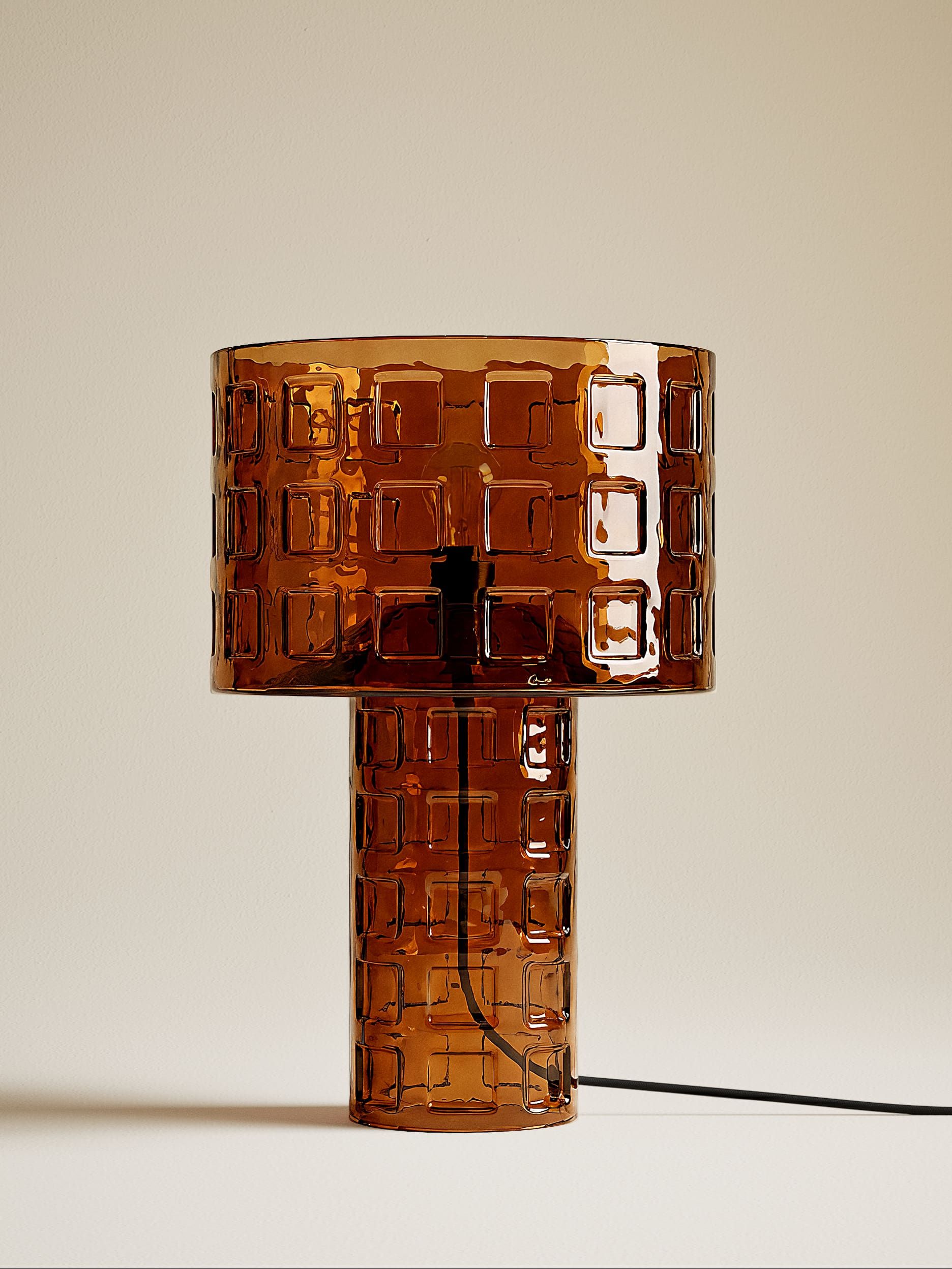 Double Layer Shade Glass Base Table Lamp