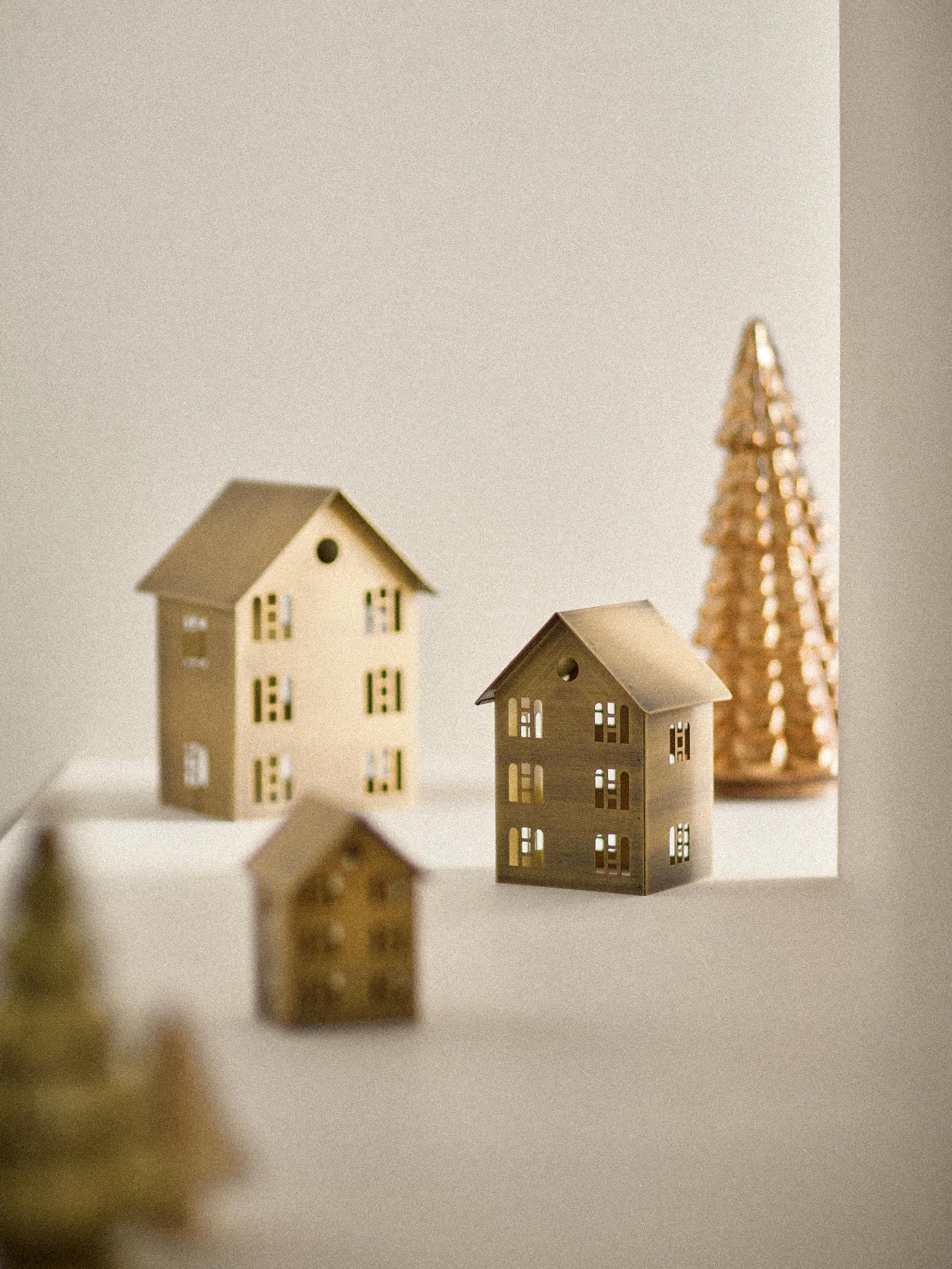3 Pack Brass Nesting House Decorations
