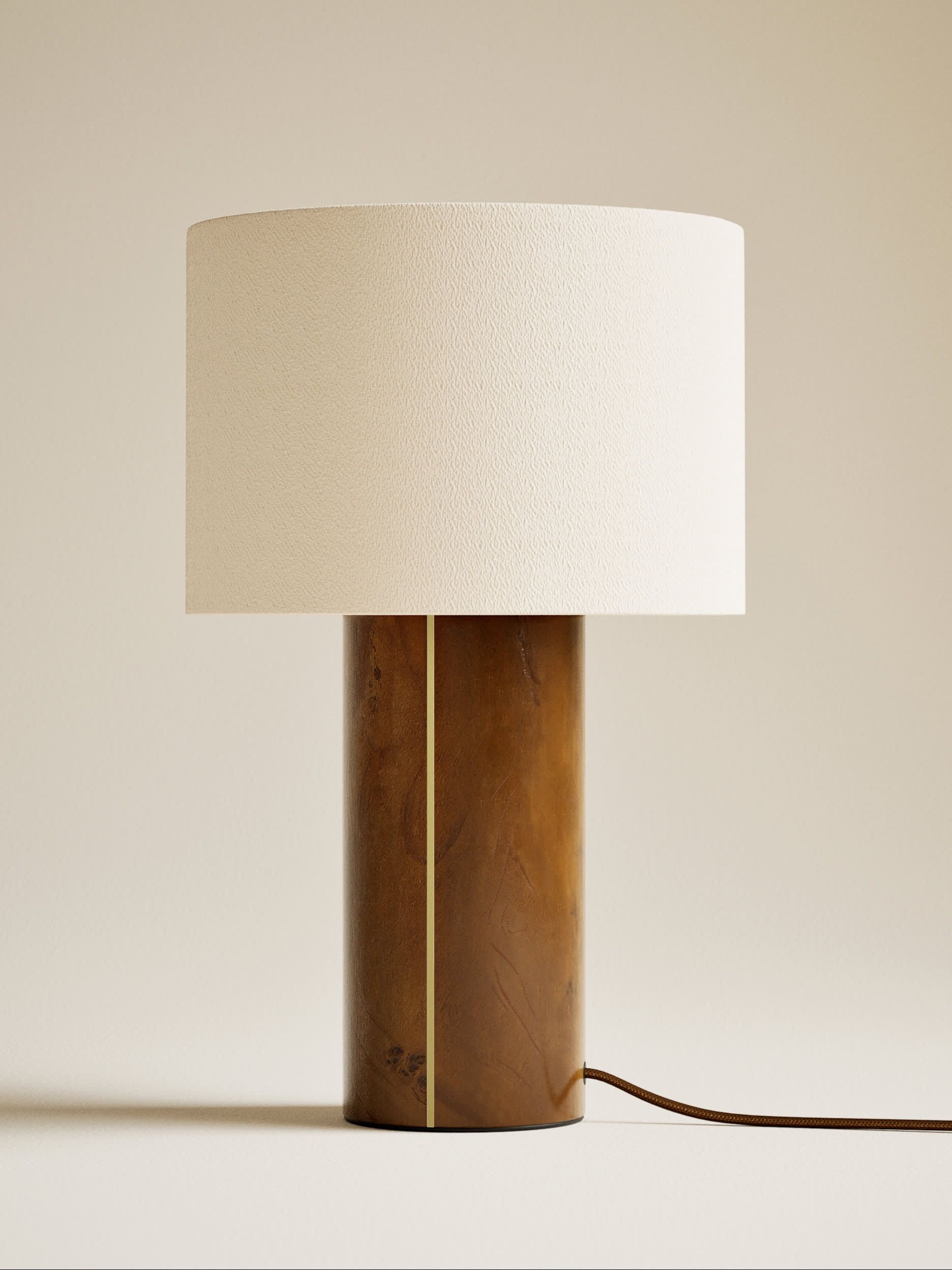 Burl Brass Inlay Table Lamp