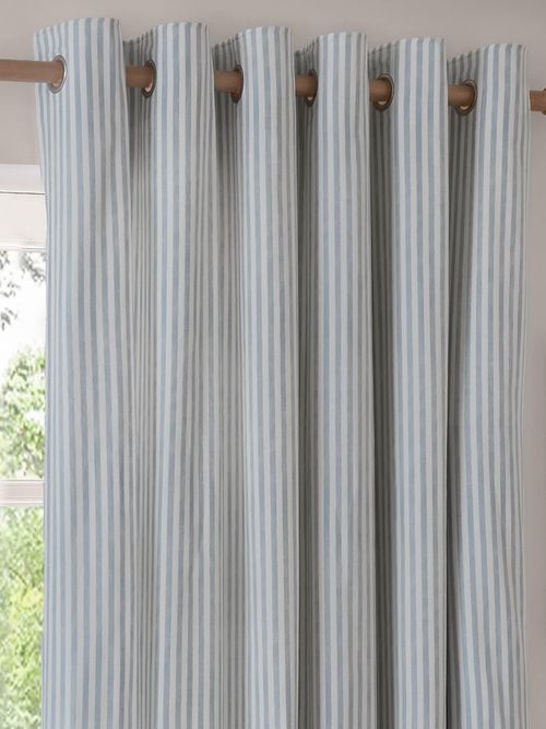 Hebden Pure Cotton Striped Eyelet Curtains