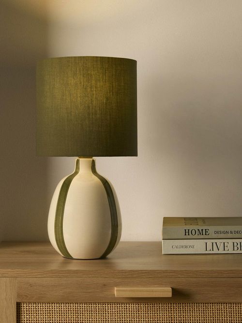 Cassie Striped Table Lamp - Cream/green