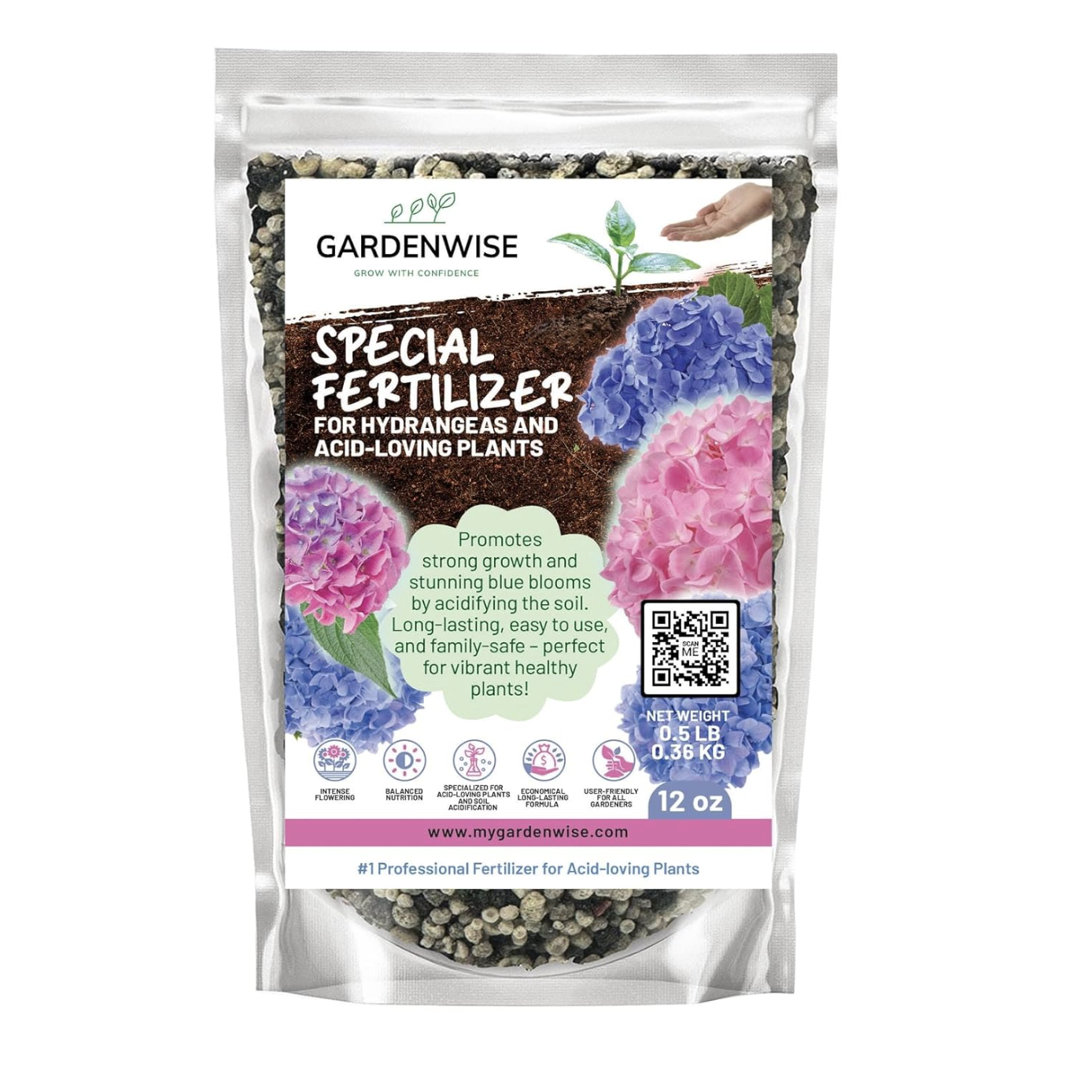 A bag of hydrangea fertilizer