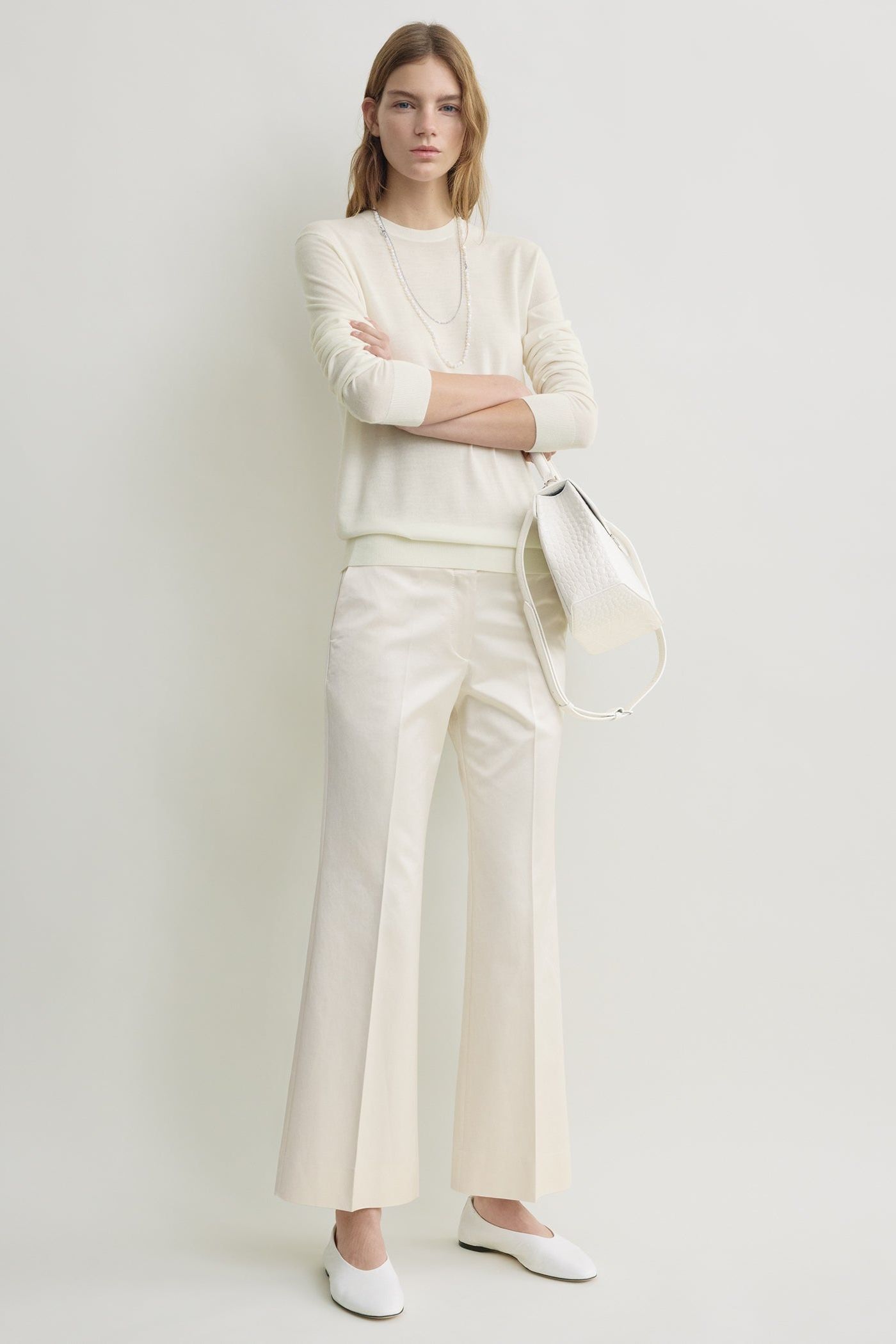 Kick Flare Raw-Edge Trousers Stone - 30