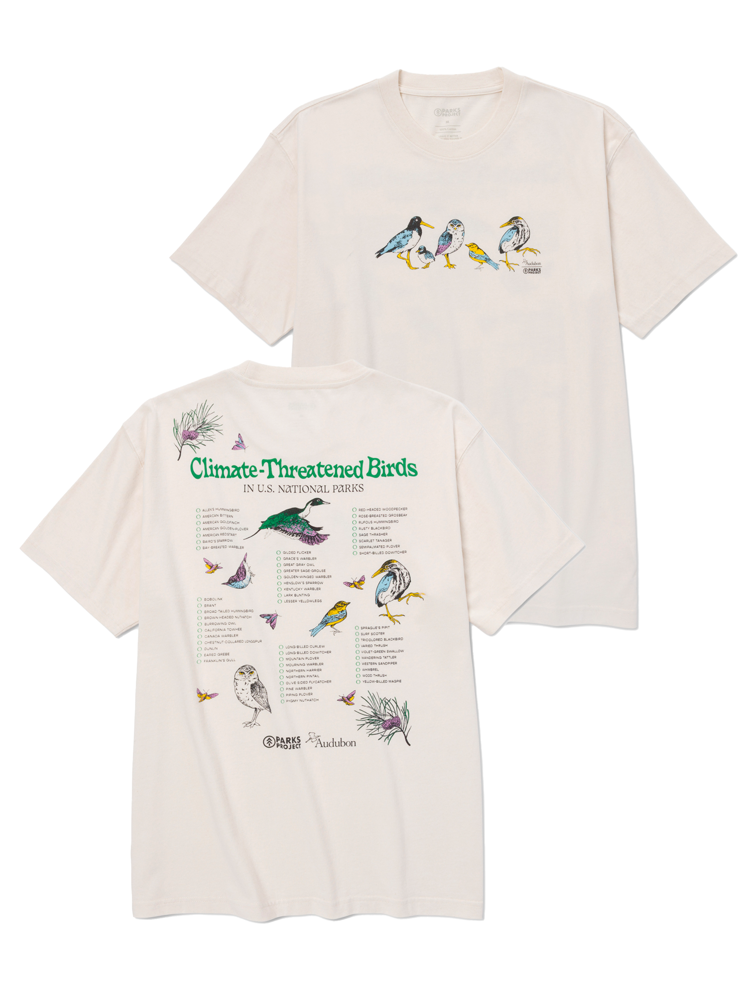 Parks Project X Audubon Bird Checklist Tee - Raw Natural / Xsmall