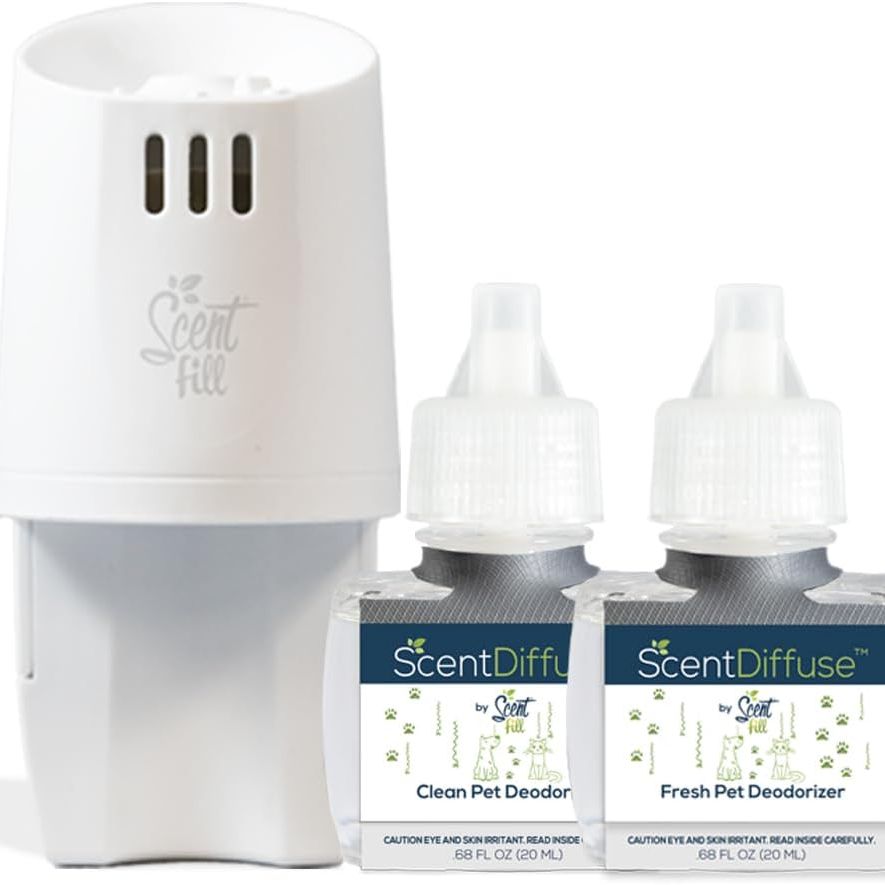 Scentdiffuse Pet Odor Deodorizing Air Freshener Starter Kit, 2 Refills + Diffuser