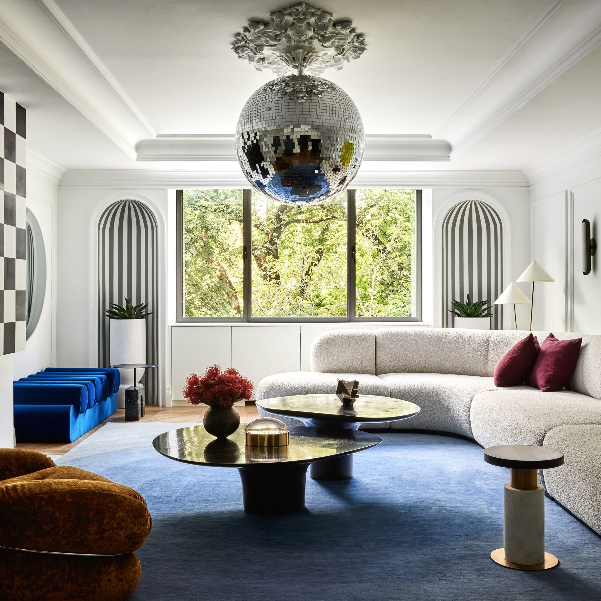 Jackie O Meets Studio 54' — The Disco Ball in This Living Room