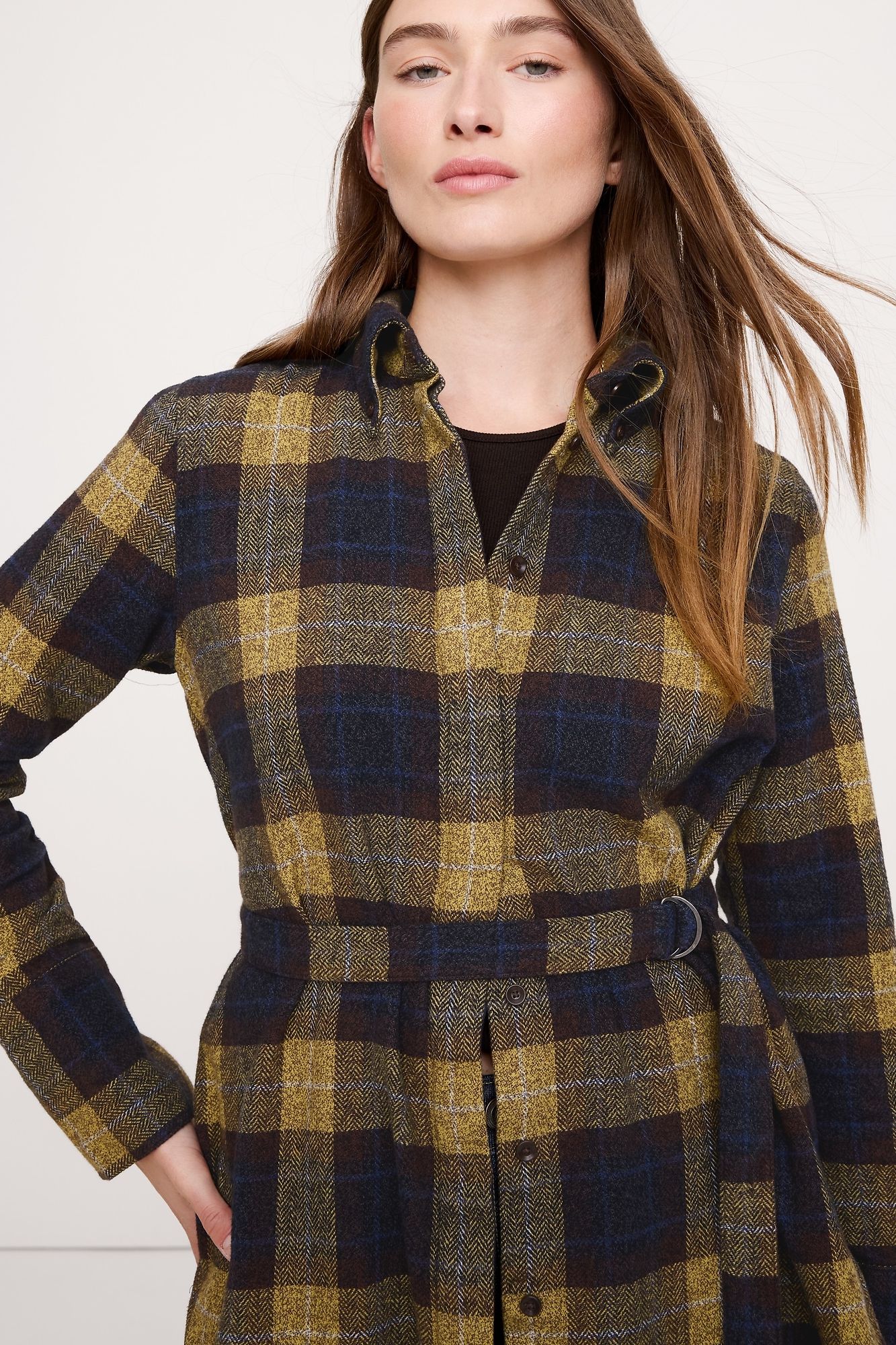 Flannel Belted Tunic Shirt