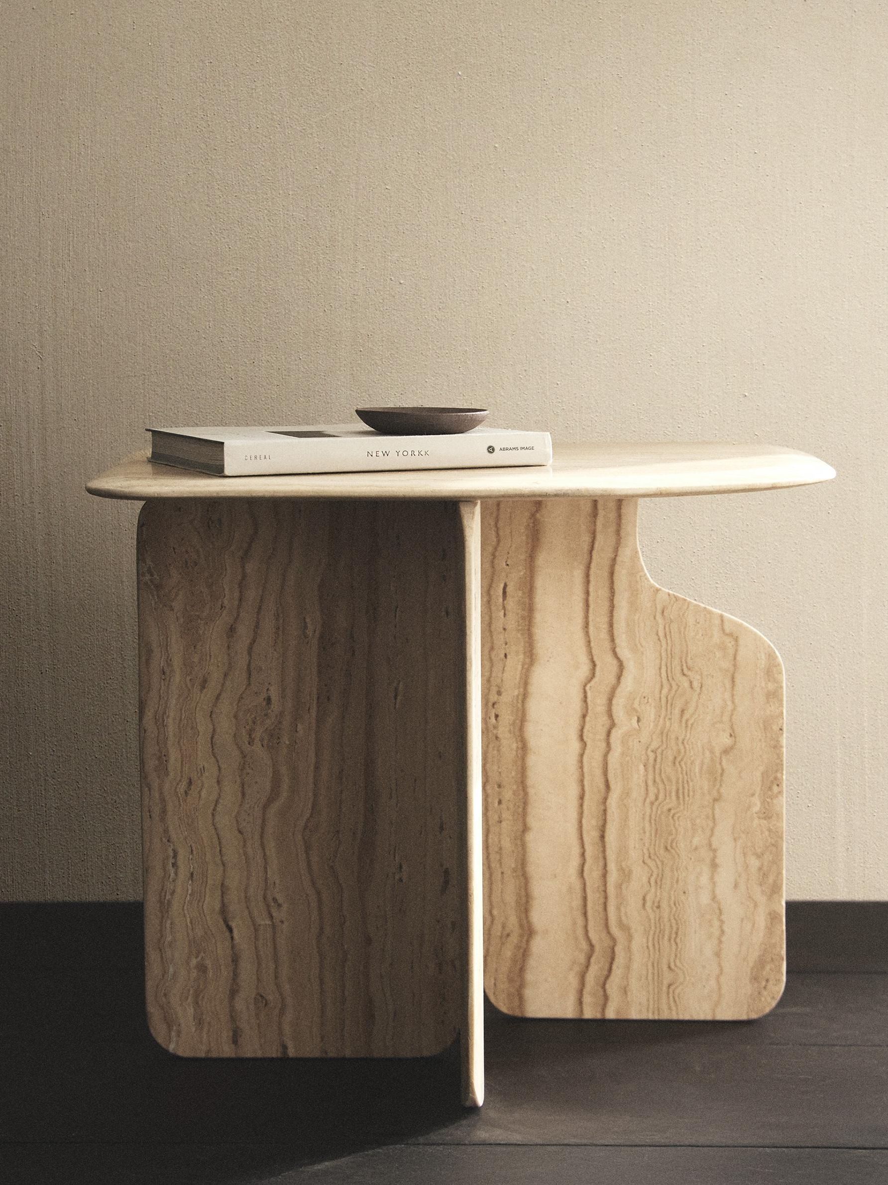 Travertine Side Table