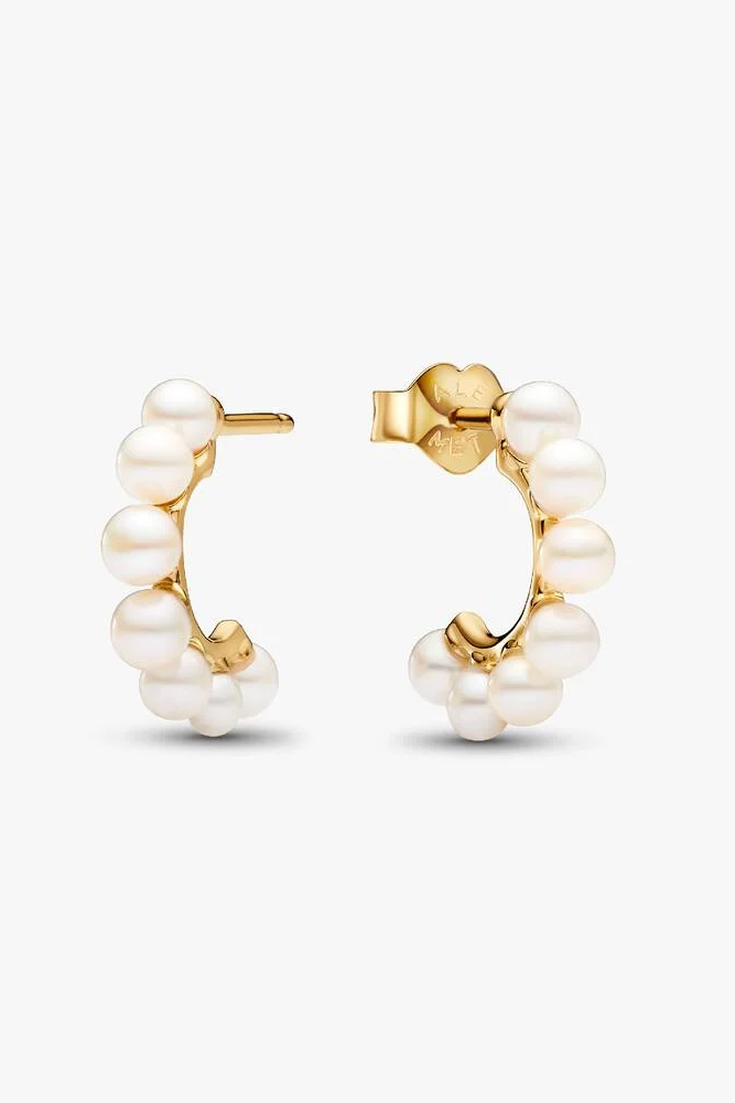 Pandora, Treated Freshwater Cultured Pearls Open Hoop Earrings