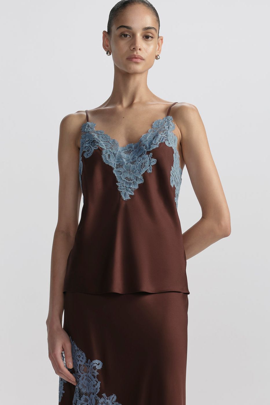 Hana Satin and Lace Camisole Top